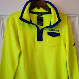 NWOT NAUTICA Neon Yellow 1/4 Zip Pullover Big Boys LG (14/16)